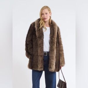 Luxurious Brown Faux Fur Coat